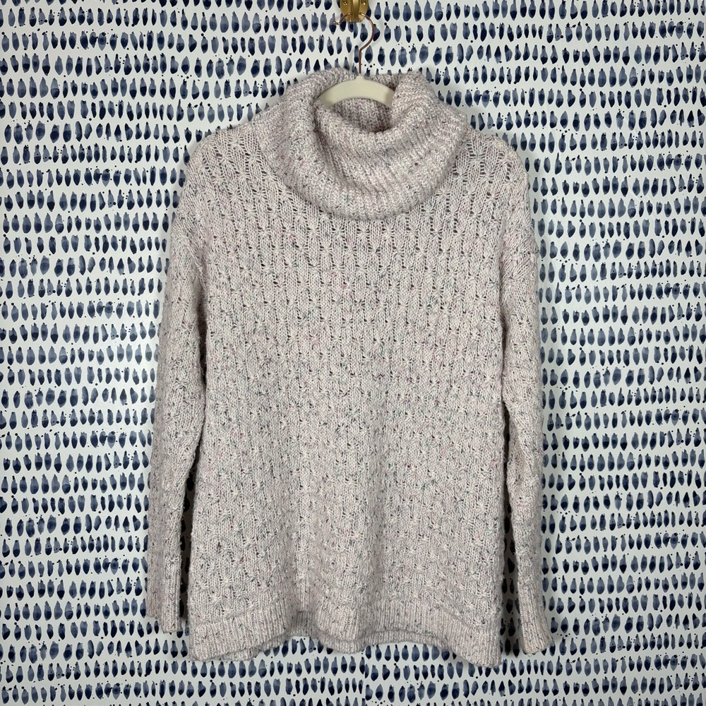 LOFT Confetti Cowl Neck Sweater sz S lavender cozy winter sprinkle